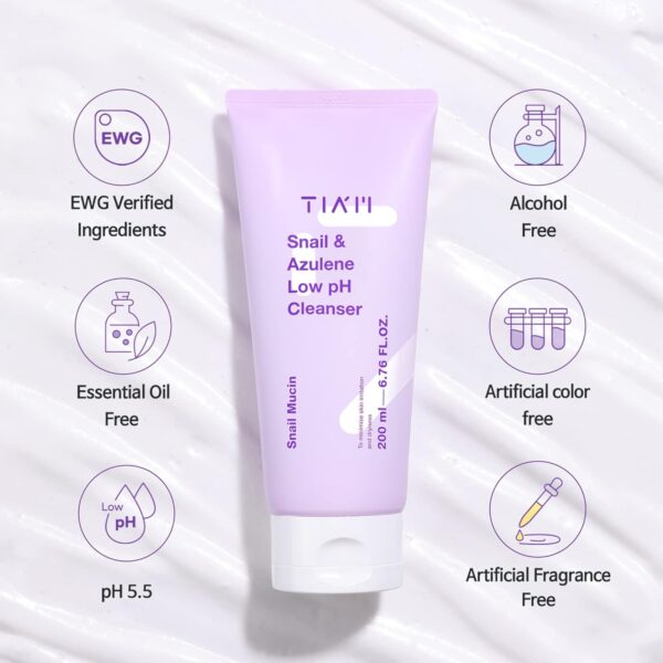 TIAM- Snail & Azulene Low pH- Jabón Facial 200ml - Imagen 2