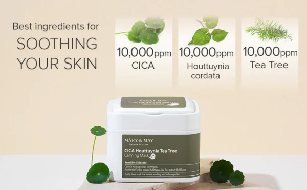MARY&MAY Cica Houttuynia Tea Tree Calming Mask - Mascarillas calmantes - Imagen 3