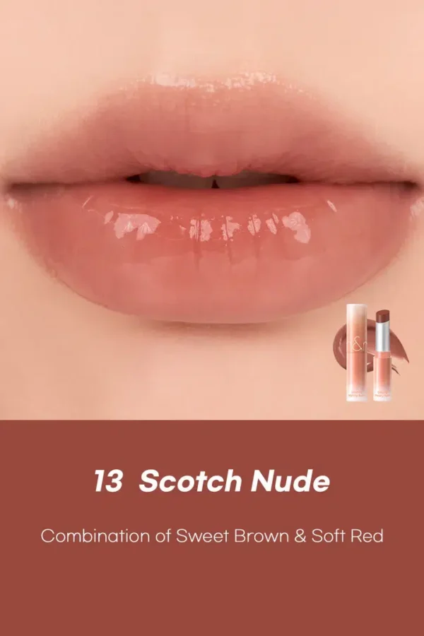 ROM&ND GLASTING MELTING BALM - Balsamo Labial Nude #13 SCOTCH NUDE - Imagen 2