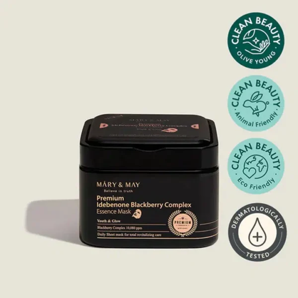 MARY&MAY Premium Idebenone Blackberry Complex Essence Mask - 20 mascarillas