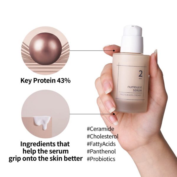 NUMBUZIN #2 - Protein 43% Creamy Serum 50ML - Serum Nutritivo Anti-arrugas - Imagen 3
