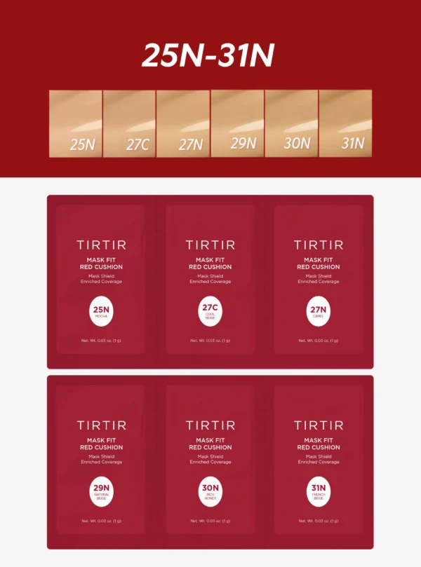 TIRTIR Mask Fit Red Cushion - 6 Sachets Tonos 25N - 31N (#3) - Imagen 2