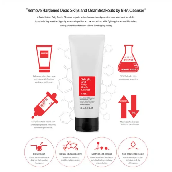 COSRX Salicylic acid Cleanser - Jabon Facial Piel Grasa - Imagen 2