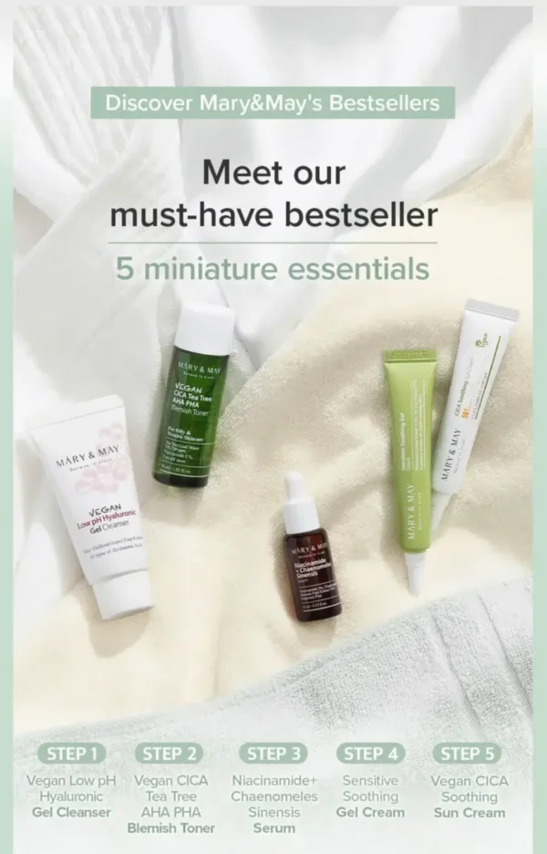 MARY&MAY Soothing Trouble Care Travel Kit - 5 piezas Mini Talla Caja Verde - Imagen 2
