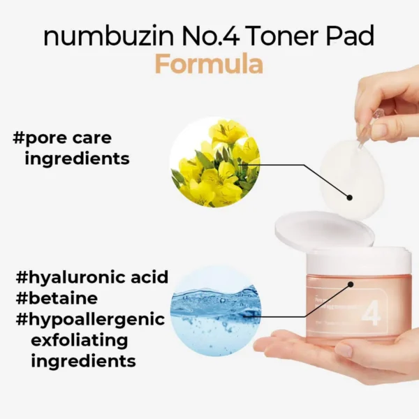 NUMBUZIN #4 - Pore Zero Toner Pad 70 Piezas  -Pad Exfoliantes PHA - Imagen 4