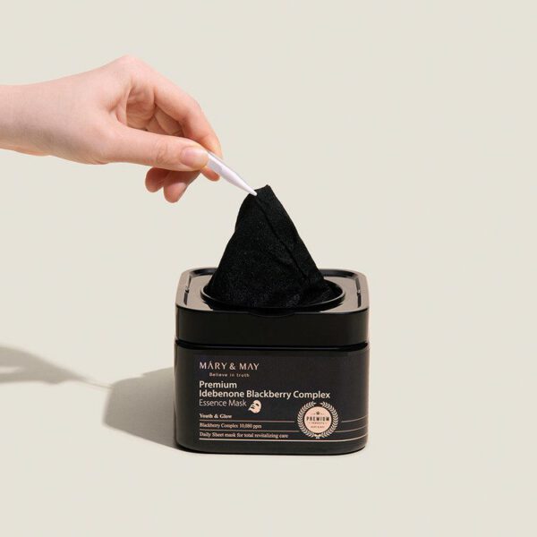 MARY&MAY Premium Idebenone Blackberry Complex Essence Mask - 20 mascarillas - Imagen 2