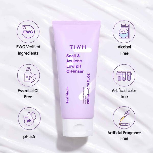 TIAM- Snail & Azulene Low pH- Jabón Facial 200ml - Imagen 3