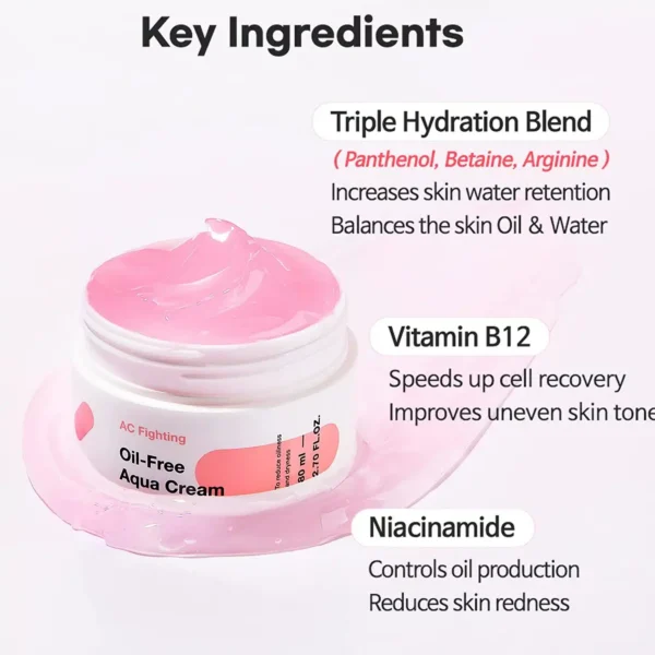 TIAM AC Fighting Oil Free Aqua Cream - Crema pieles Grasas Sensibles - Imagen 2
