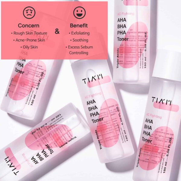 TIAM AC Fighting AHA BHA PHA Toner - tónico antiacné 180ml - Imagen 3