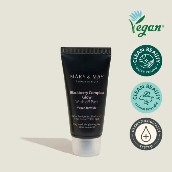 MARY&MAY Blackberry Complex Glow Wash off Pack- Mascarilla antioxidante - Tubo 30 gr - Mini Talla