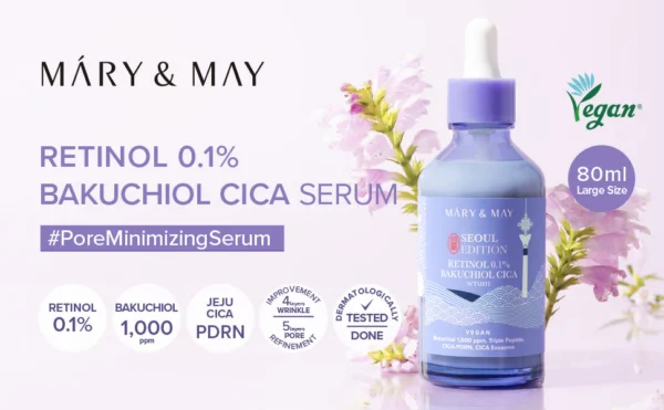 MARY&MAY Retinol 0.1% Bakuchiol Cica Serum 80ml - Imagen 3