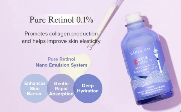MARY&MAY Retinol 0.1% Bakuchiol Cica Serum 80ml - Imagen 8