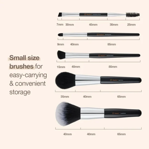 STUDIO17 Portable Makeup Brush Set - Brochas Maquillaje 5 pzs - Imagen 4