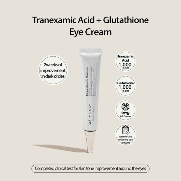 MARY&MAY Tranexamic Acid Eye Cream 30 ml - Crema Antiojeras  - Pack con mini tallas de regalo - Imagen 2