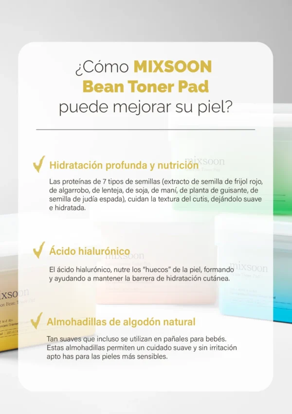 MIXSOON Bean Toner Pad - Almohadillas Exfoliantes 70 pzs - Imagen 5