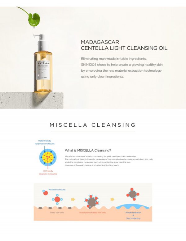 SKIN1004 Madagascar Centella Light Cleansing Oil  30 ML - Limpiador Oleoso - Mini Talla - Imagen 3