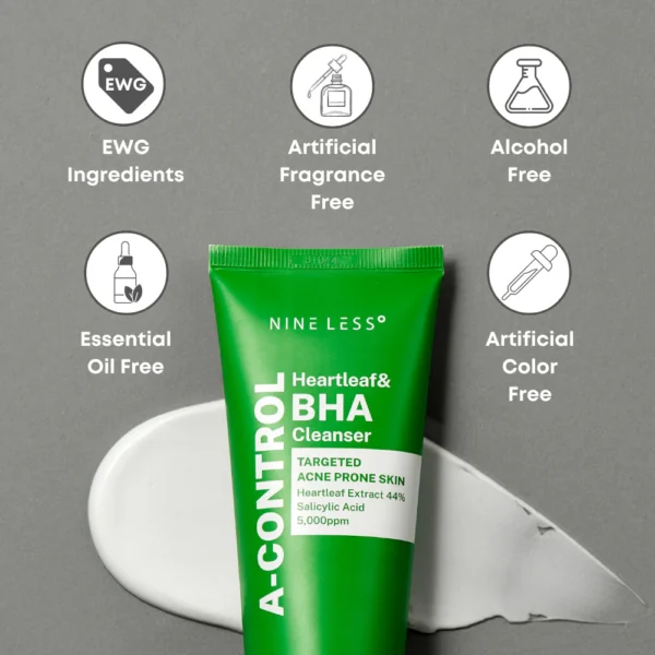NINELESS  Heartleaf & BHA Foam Cleanser - Limpiador Piel Acneica 120ml - Imagen 4