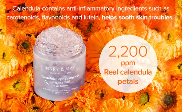 MARY&MAY Calendula Peptide Ageless Sleeping Mask 110g - Imagen 2