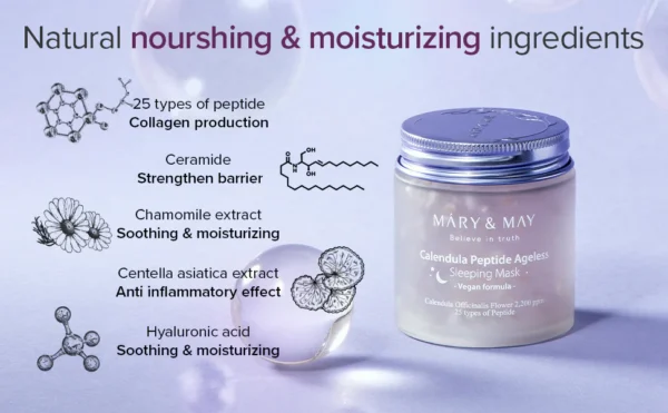 MARY&MAY Calendula Peptide Ageless Sleeping Mask 110g - Imagen 3