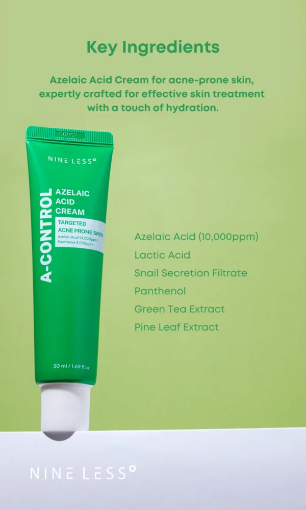 NINELESS Azelaic Acid Cream - Crema antiacné / Antirojeces piel sensible  50ml - Imagen 6