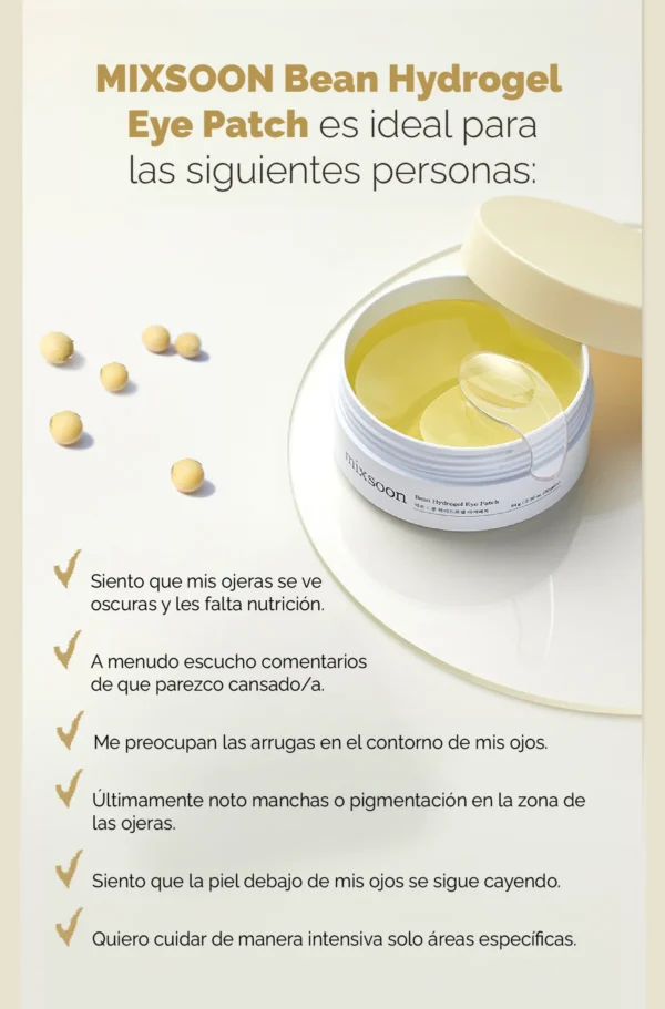 MIXSOON Bean Eye Patch - Parches Contorno de ojos Anti-ojeras 60pzs - Imagen 2
