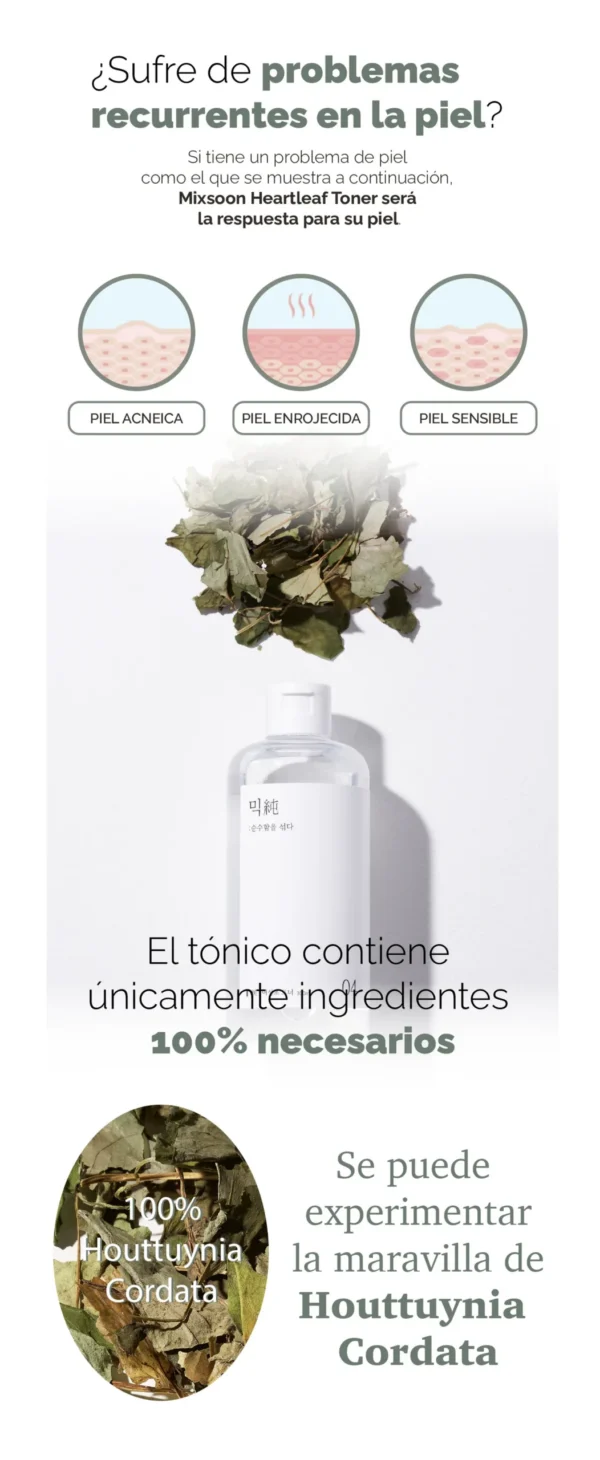 MIXSOON Heartleaf Toner - Tónico Calmante Antirojoces 300ml - Imagen 4