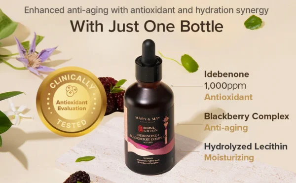 MARY&MAY Idebenone + Blackberry Serum Antioxidante 80ml - Imagen 7