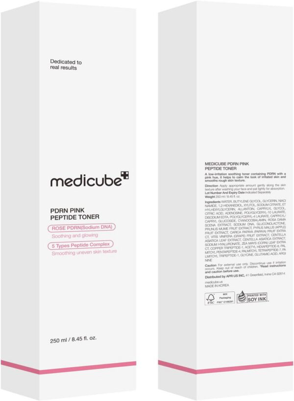 MEDICUBE PDRN Pink Cica  Soothing  Toner - Tonico Iluminador Antiedad 250 ml - Imagen 7