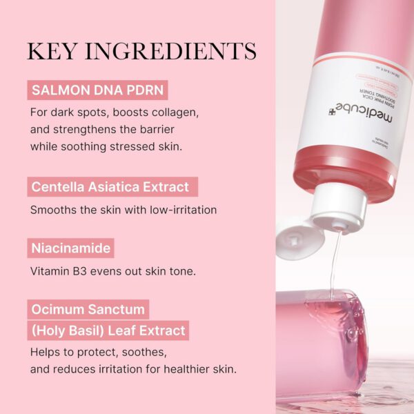MEDICUBE PDRN Pink Cica  Soothing  Toner - Tonico Iluminador Antiedad 250 ml - Imagen 3