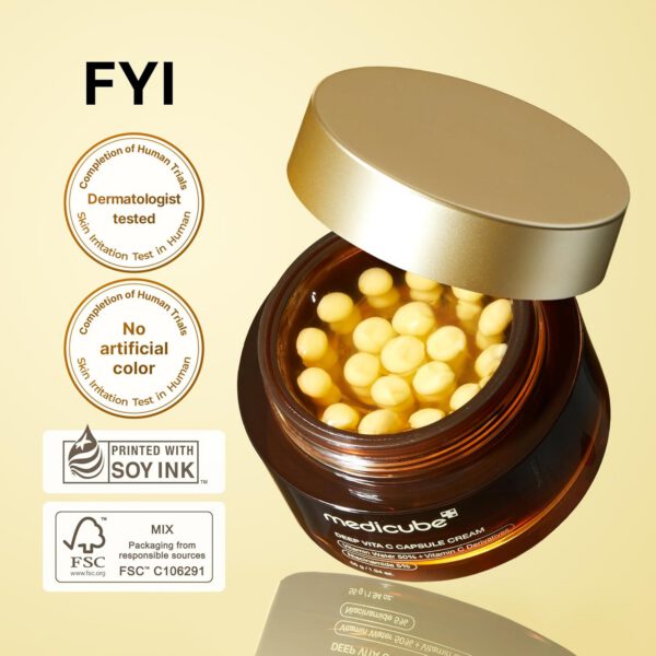 MEDICUBE Deep Vita C Capsule Cream - Crema Iluminadora 55 ml - Imagen 3