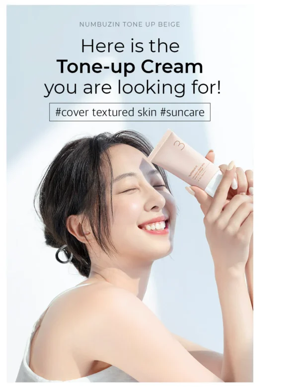 NUMBUZIN No. 3 Porcelain Base-Skip Tone up Beige 50ml - Imagen 2