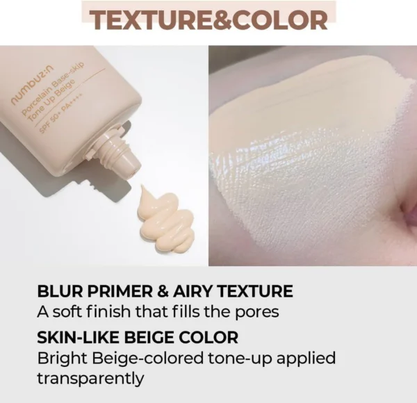 NUMBUZIN No. 3 Porcelain Base-Skip Tone up Beige 50ml - Imagen 3