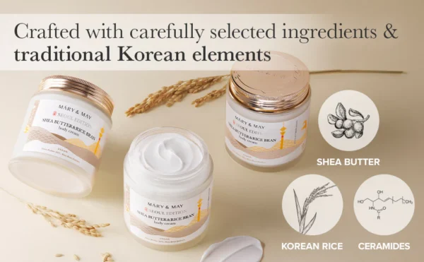 MARY&MAY Shea Butter & Rice Bran Body Cream - Crema Corporal 250ml - Imagen 5