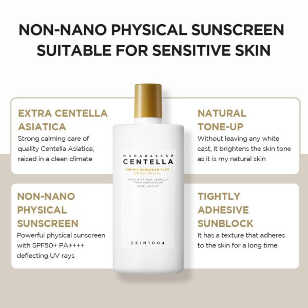 SKIN1004 Madagascar Centella Air-Fit Suncream Plus SPF 50+ - Protector Solar Mineral - 50 ml - Imagen 4