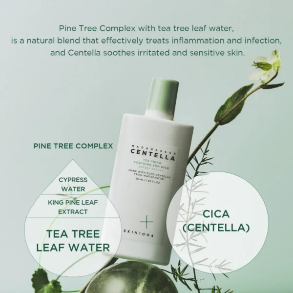 SKIN1004 Tea-Trica Sun Milk - Protector Solar  SPF 50+-  Piel Acneica Grasa - Imagen 3