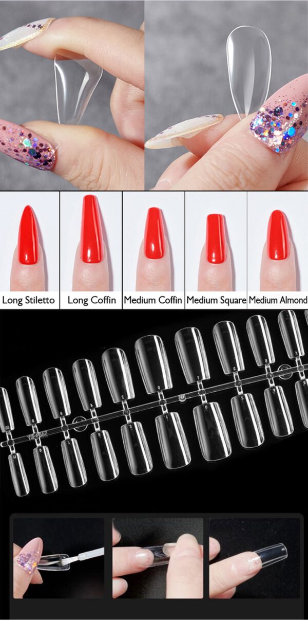 BSnails Tips Soft Gel 500 pcs - COFFIN - Imagen 4