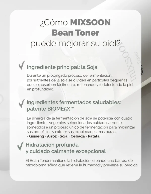 MIXSOON Bean Toner - Tónico calmante 300ml - Imagen 4