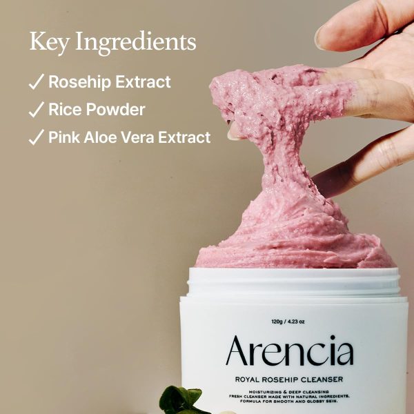 ARENCIA Rice Mochi Cleanser  RoseHip - Limpiador Facial 120 g - Imagen 5