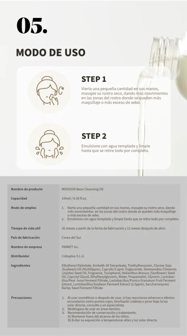 MIXSOON Bean Cleansing Oil - 100ml - Imagen 8